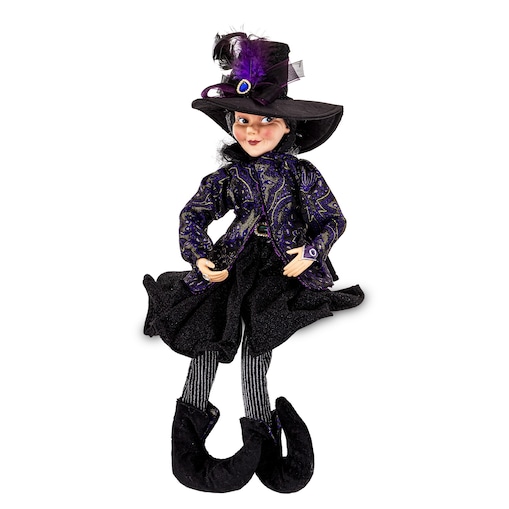 Dekoracja - figurka czarownicy 47x21x15 cm HEXA-6 czarno-fioletowa
