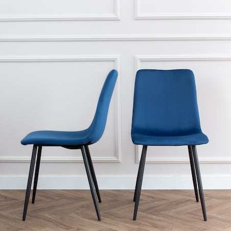 Krzesło tapicerowane klasyczne welurowe granatowe gładkie do salonu jadalni