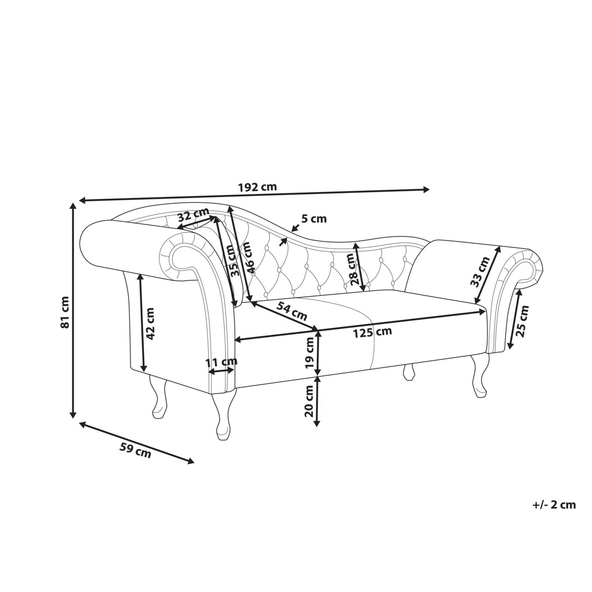 Szezlong welurowy lewostronny czarny LATTES II