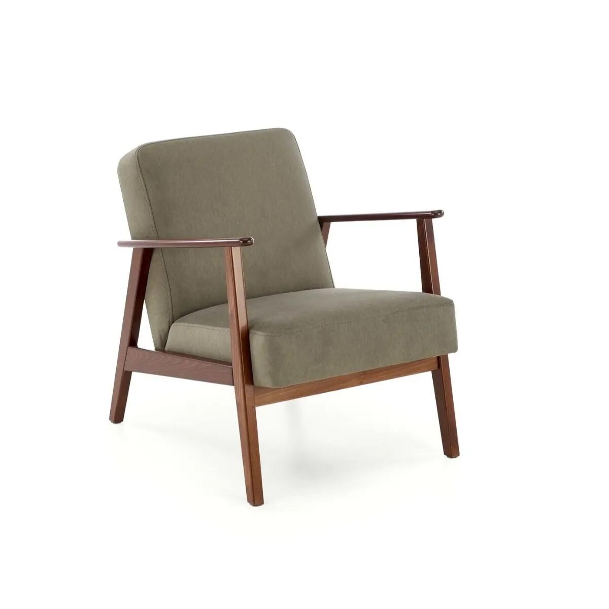 Fotel tapicerowany MILANO 1S oliwkowy/orzech