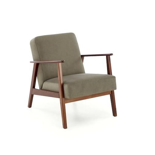 Fotel tapicerowany MILANO 1S oliwkowy/orzech