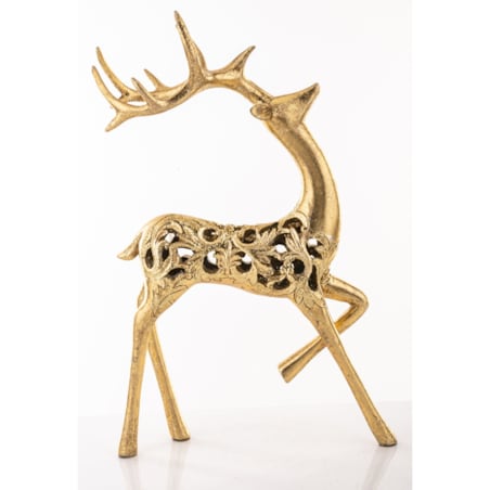 Figurka - stojący renifer ażurowy 38x25x13 cm AYAL złoty