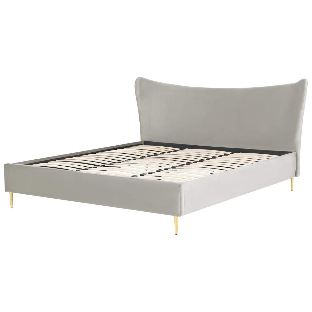 Łóżko welurowe 180 x 200 cm szare CHALEIX