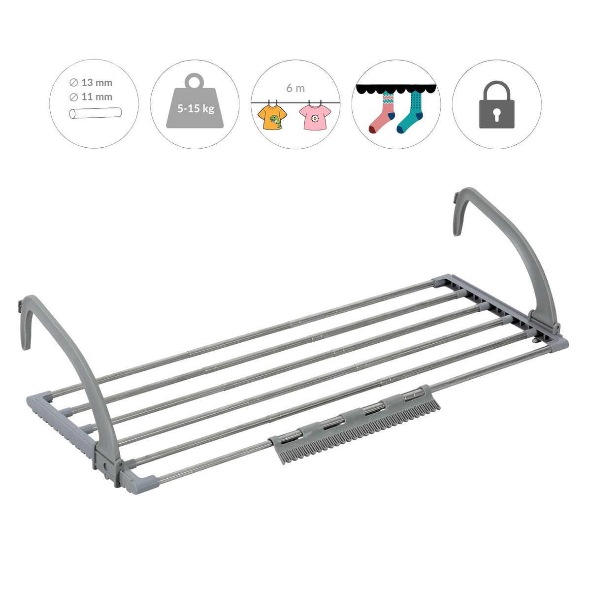 Suszarka na pranie na kaloryfer lub balkon, 41-104 cm, HENG