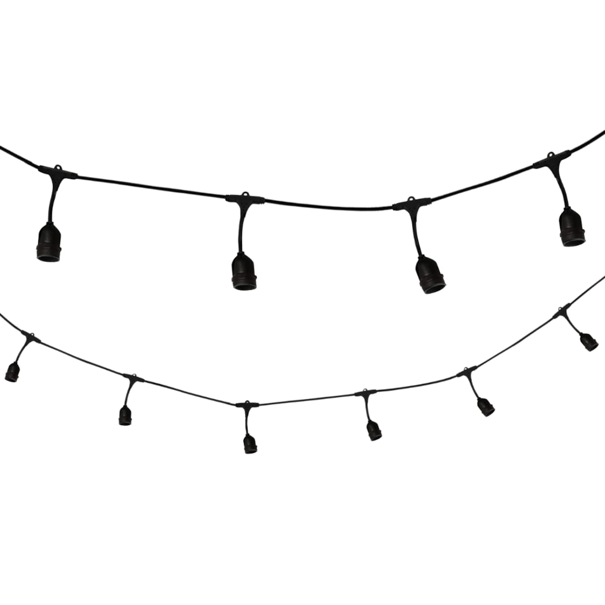 Sznur dekoracjny przewód z oprawkami E27 10szt 6m czarny