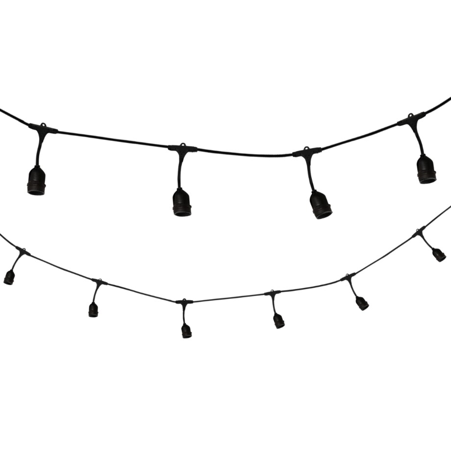 Sznur dekoracjny przewód z oprawkami E27 10szt 6m czarny
