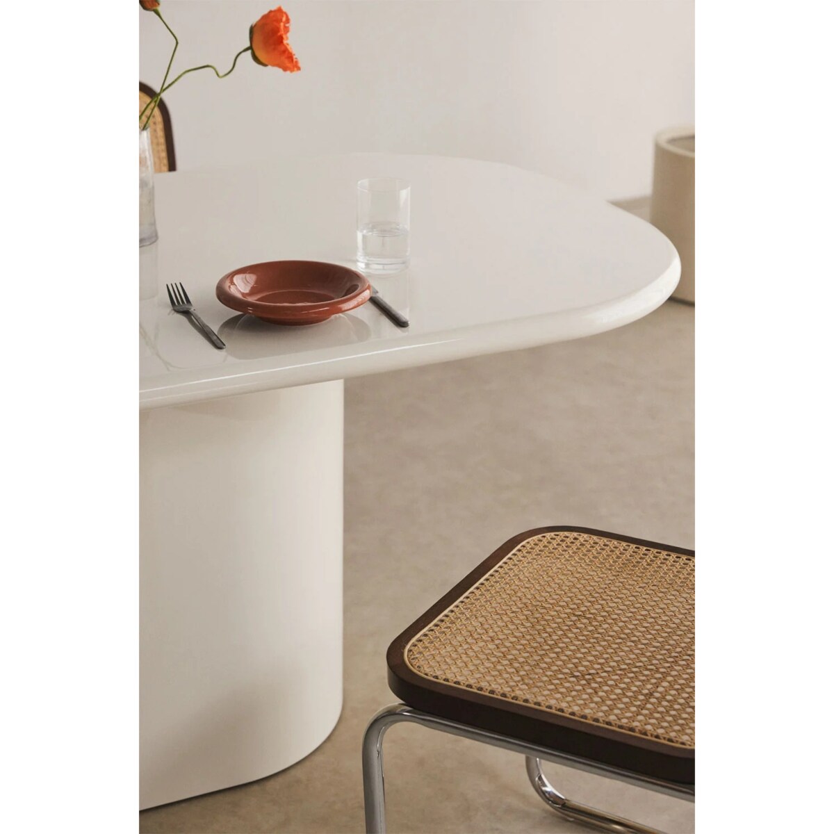 Stół owalny biały, glossy, 200x105 cm z MDF Milford