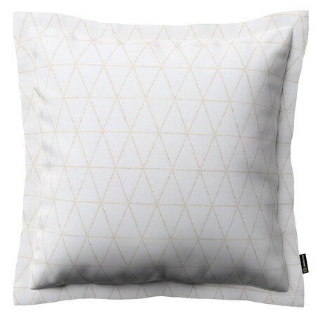 Poszewka Mona na poduszkę 45x45 beżowe trójkąty na kremowo-białym tle