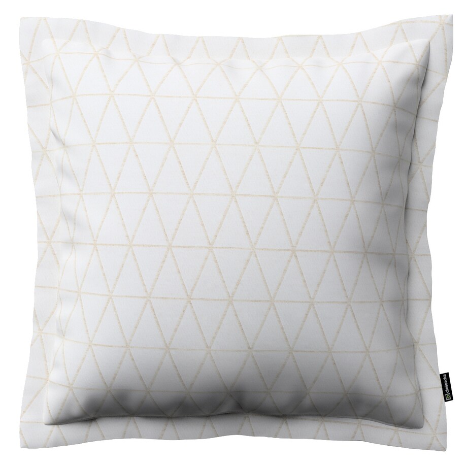 Poszewka Mona na poduszkę 45x45 beżowe trójkąty na kremowo-białym tle