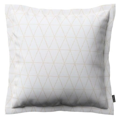 Poszewka Mona na poduszkę 45x45 beżowe trójkąty na kremowo-białym tle