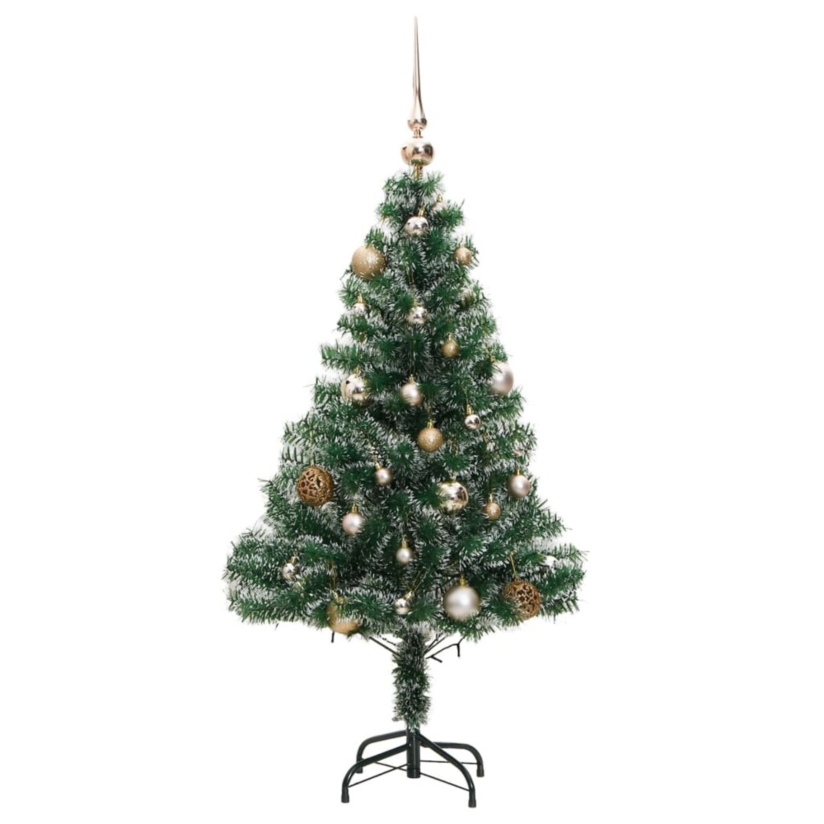 vidaXL Sztuczna choinka ze 150 LED, bombkami i śniegiem, 120 cm