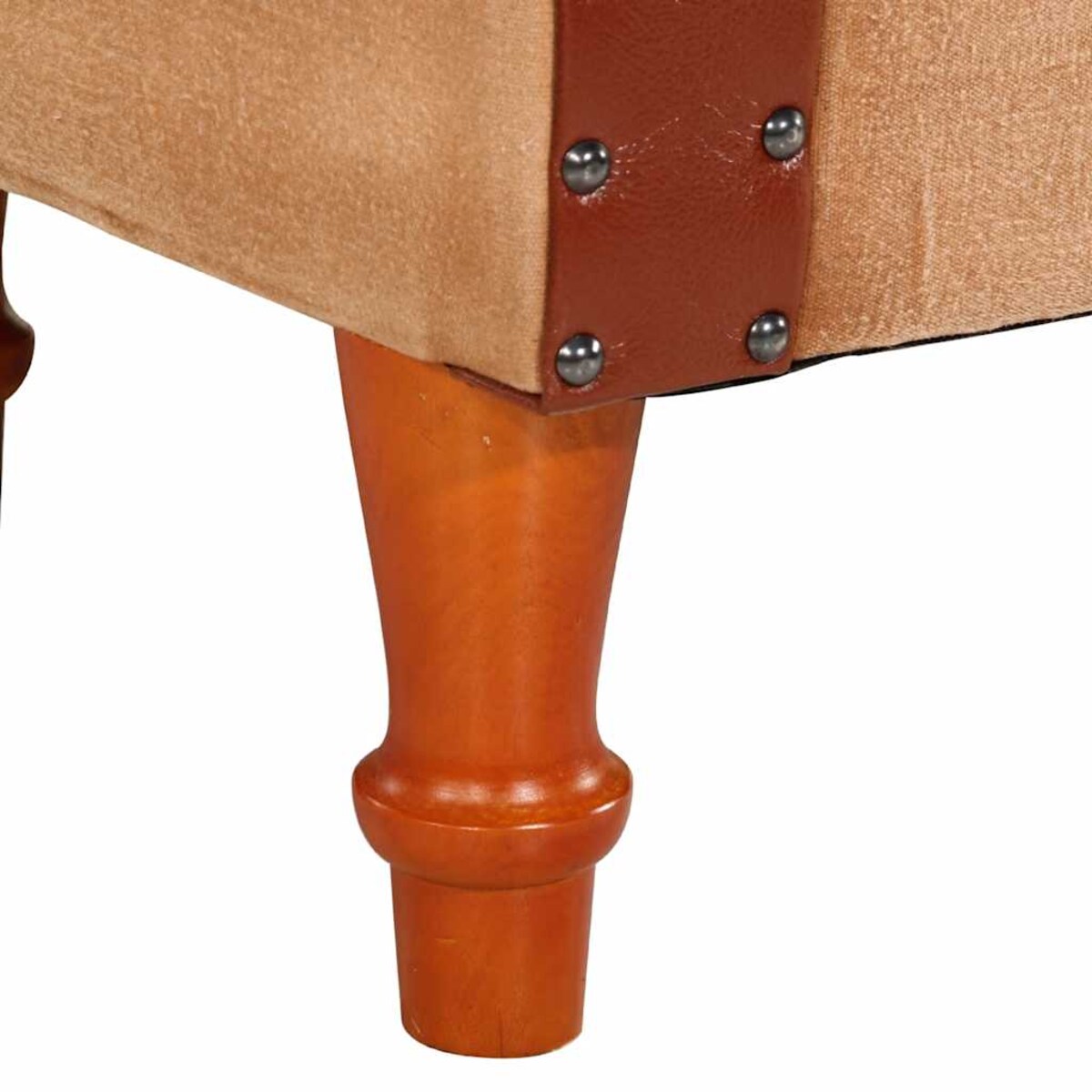 vidaXL Fotel klubowy, brązowy, skóra naturalna i lite drewno mango