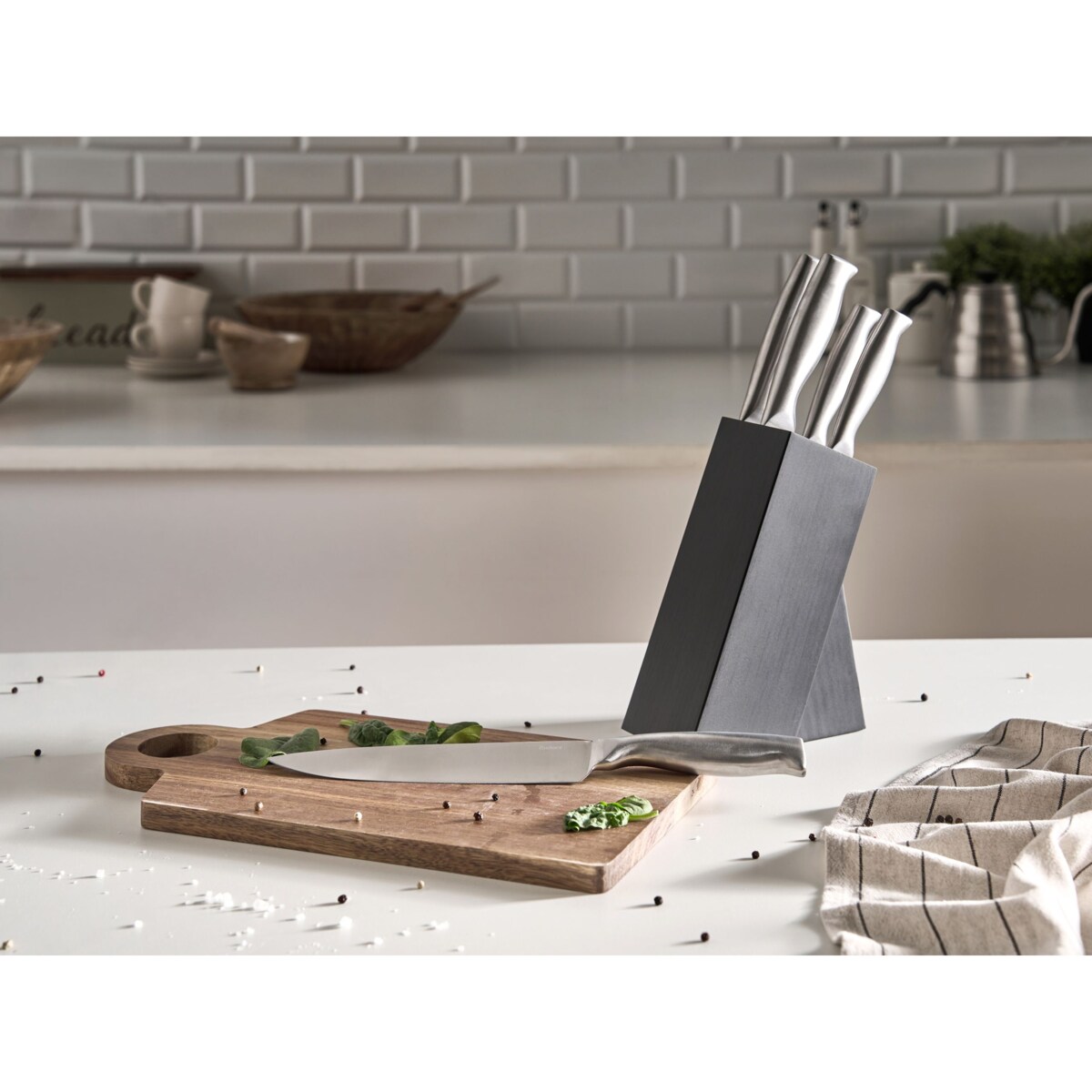 Zestaw 5 noży w bloku MASHIKO Srebrny