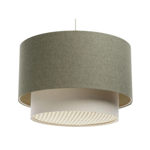 Lampa wisząca ERUTAN DOUBLE RATTAN 40 zielona/kremowa