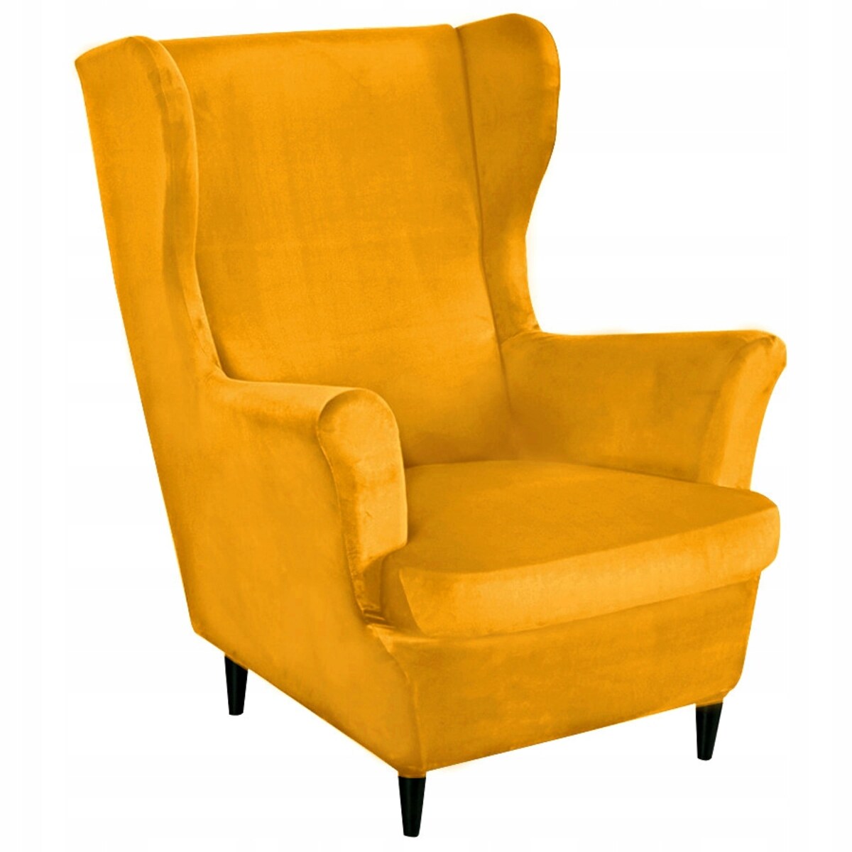 POKROWIEC NA FOTEL USZAK MUSZTARDOWY WELUR ELASTYCZNY [22E7]