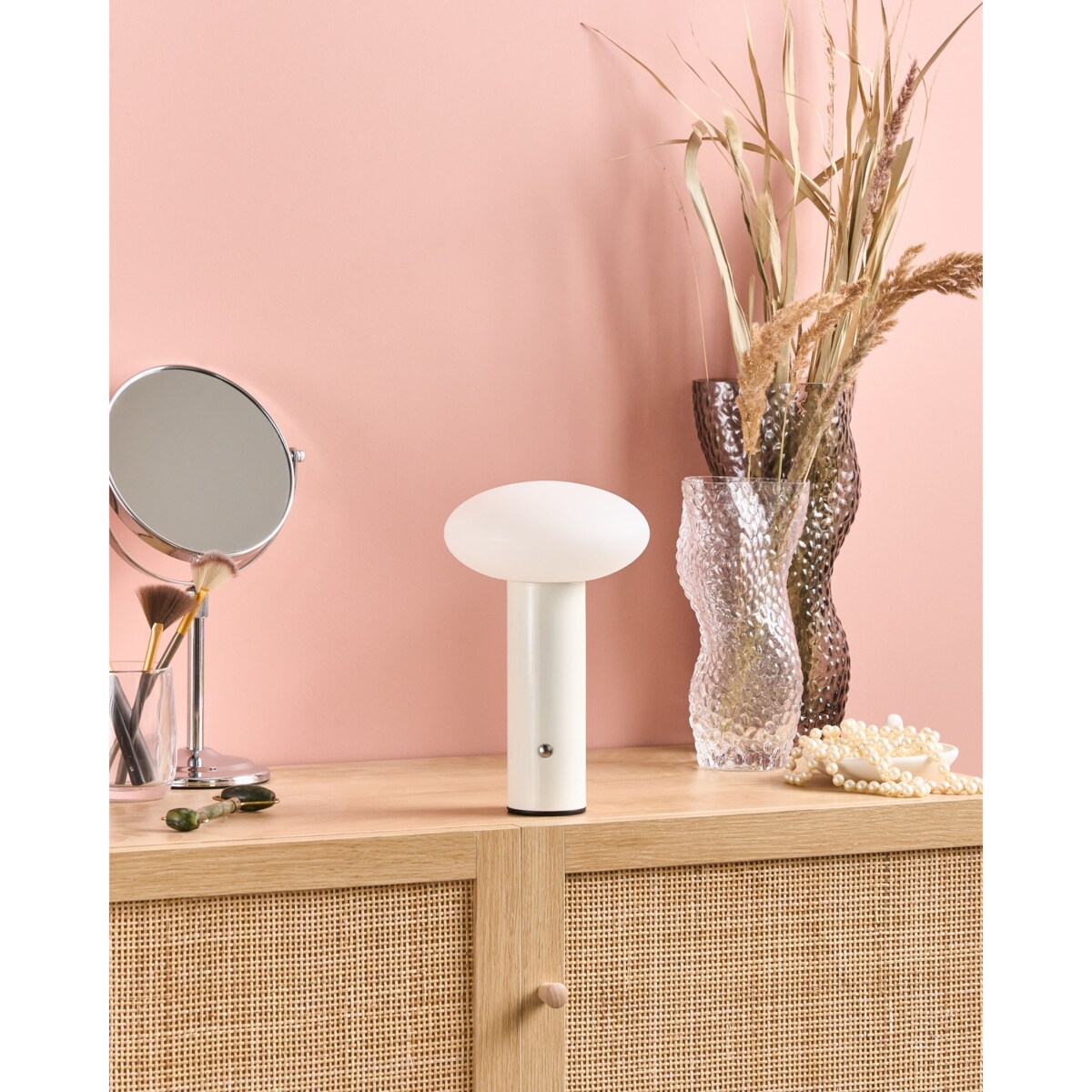 Bezprzewodowa lampa stołowa LED BUAYAN Ze ściemniaczem Metal Biały