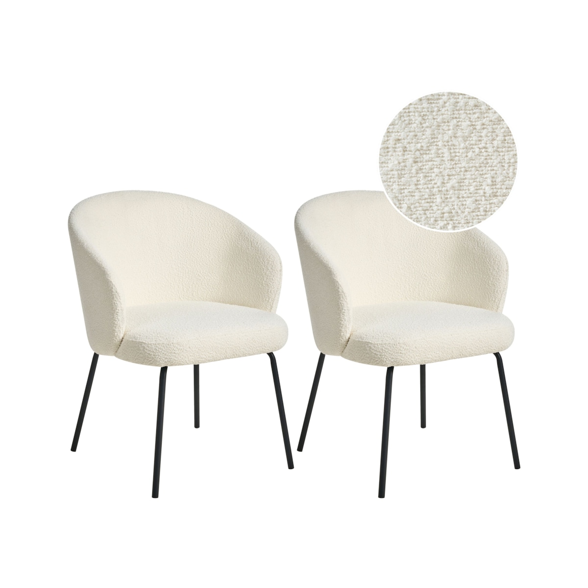 Zestaw 2 krzeseł do jadalni LUDDEN Boucle Jasnobeżowy