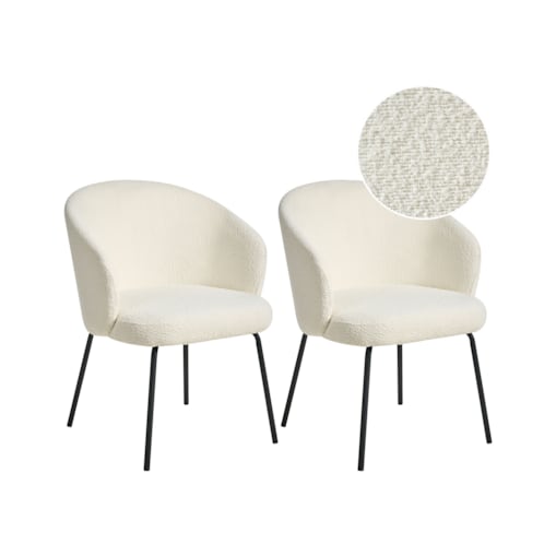 Zestaw 2 krzeseł do jadalni LUDDEN Boucle Jasnobeżowy