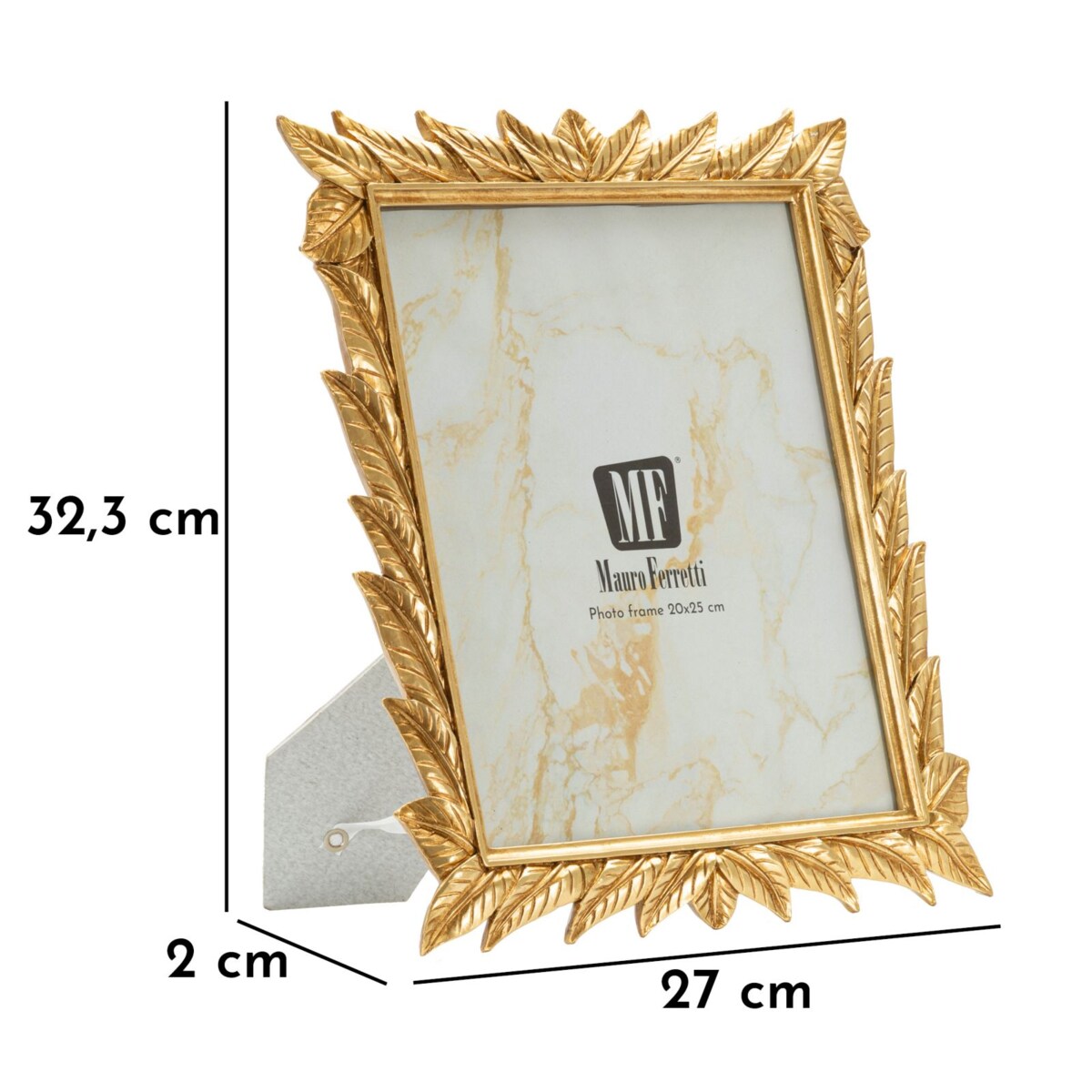 Ramka na zdjęcia Laurel, zdjęcie 20 x 25 cm, kolor złoty, żywica syntetyczna i szkło, rama 27 x 2 x 32,3 cm, na fotografie i portrety, Mauro Ferretti