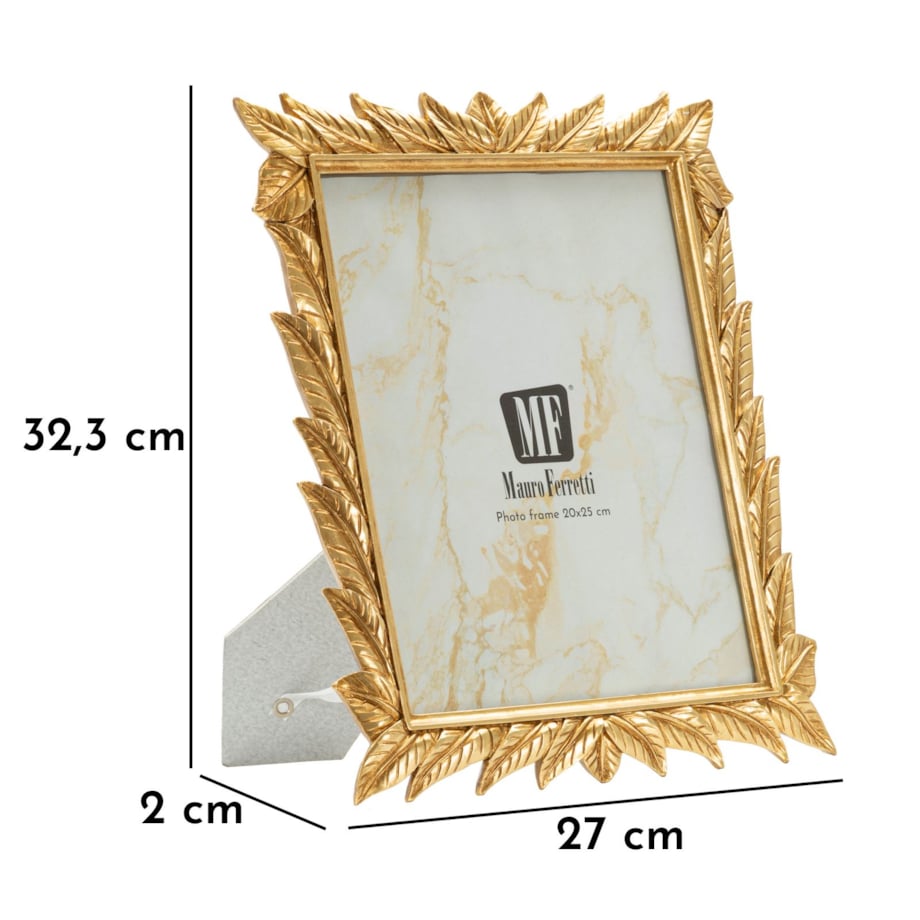 Ramka na zdjęcia Laurel, zdjęcie 20 x 25 cm, kolor złoty, żywica syntetyczna i szkło, rama 27 x 2 x 32,3 cm, na fotografie i portrety, Mauro Ferretti