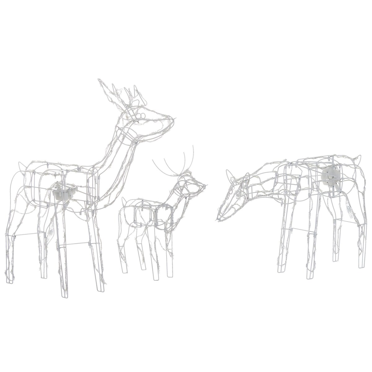 Zestaw 3 dekoracji ogrodowych LED ruchomy renifer 76 cm biały MIKKELI