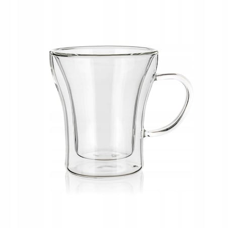 SZKLANKA Z UCHEM termiczna 200 ml podwójna ścianka na kawę herbatę zioła