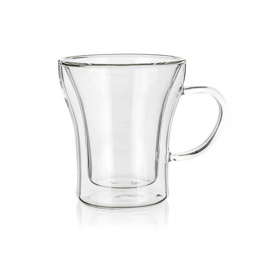 SZKLANKA Z UCHEM termiczna 200 ml podwójna ścianka na kawę herbatę zioła