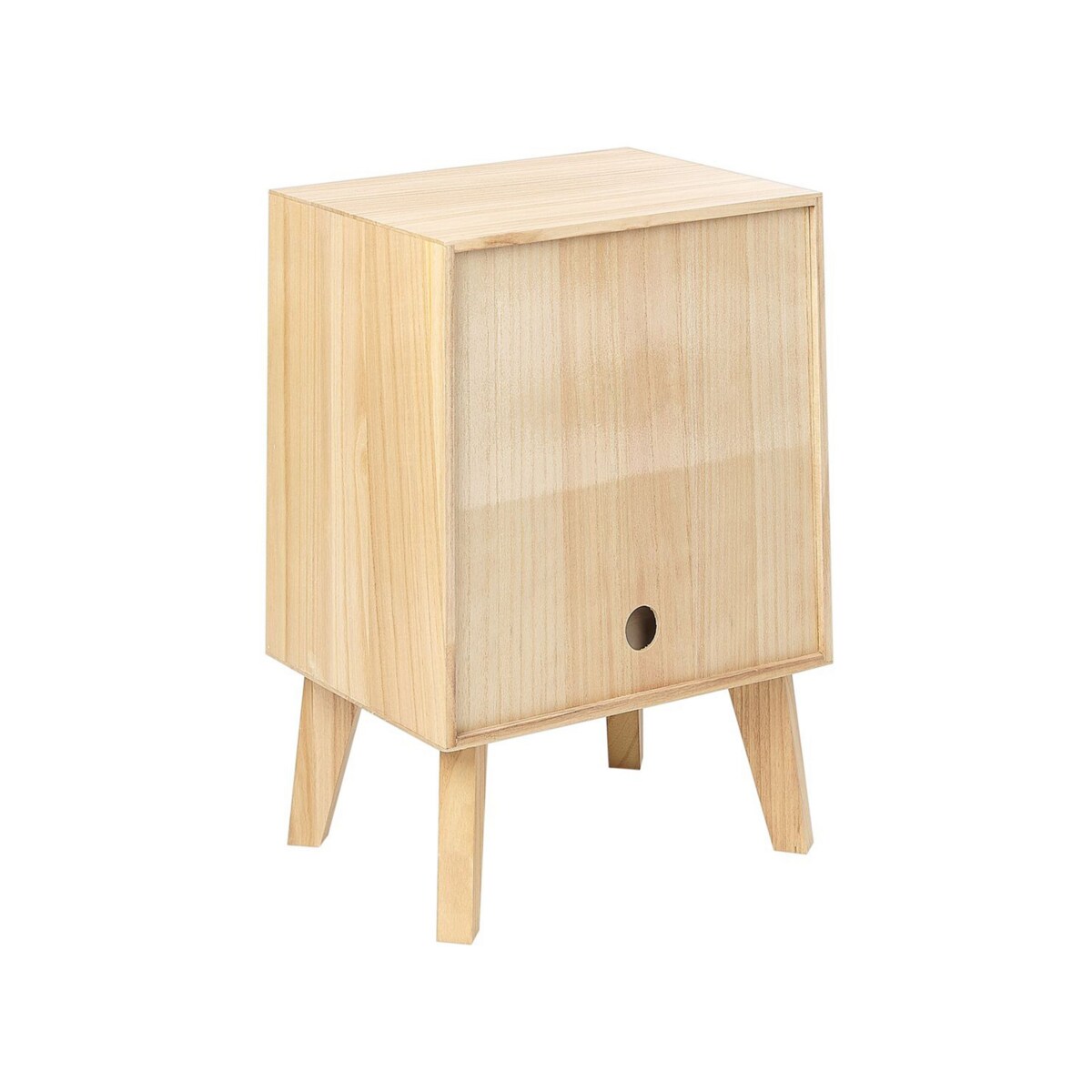 Szafka nocna 1 szuflada front rattanowy jasne drewno SENEY