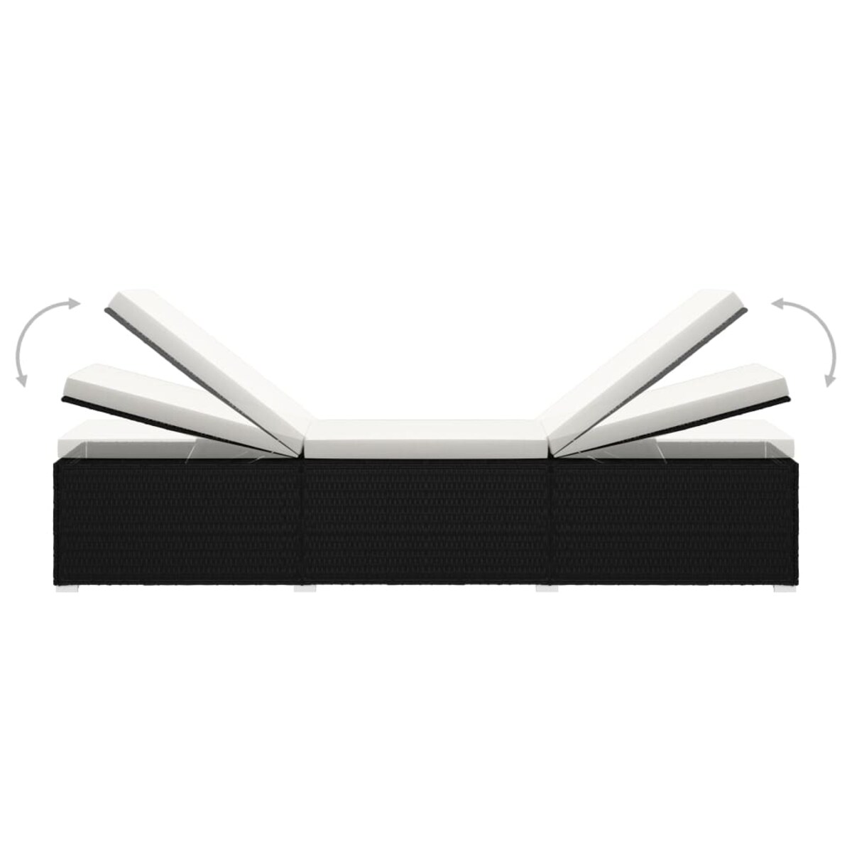 vidaXL Leżak z poduszką i stolikiem, polirattan, czarny