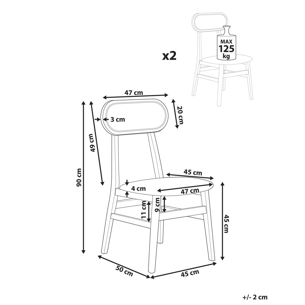 Zestaw 2 krzeseł do jadalni FALLON Jasnobrązowy