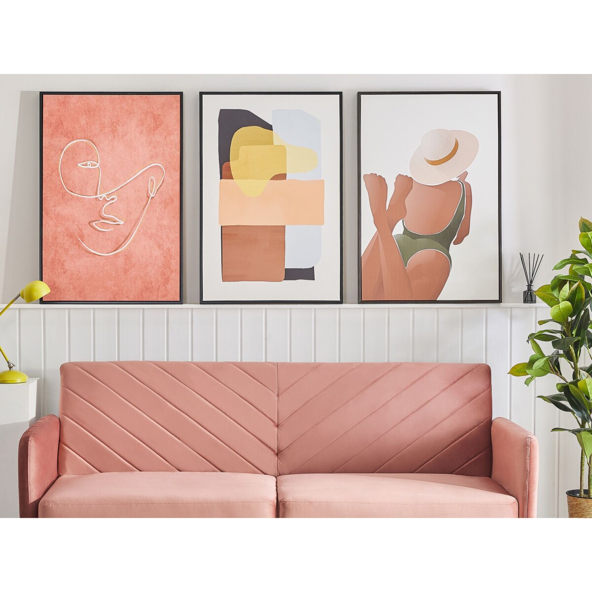 Obraz na płótnie w ramie kobieta 63 x 93 cm brązowo-biały FELTRINA