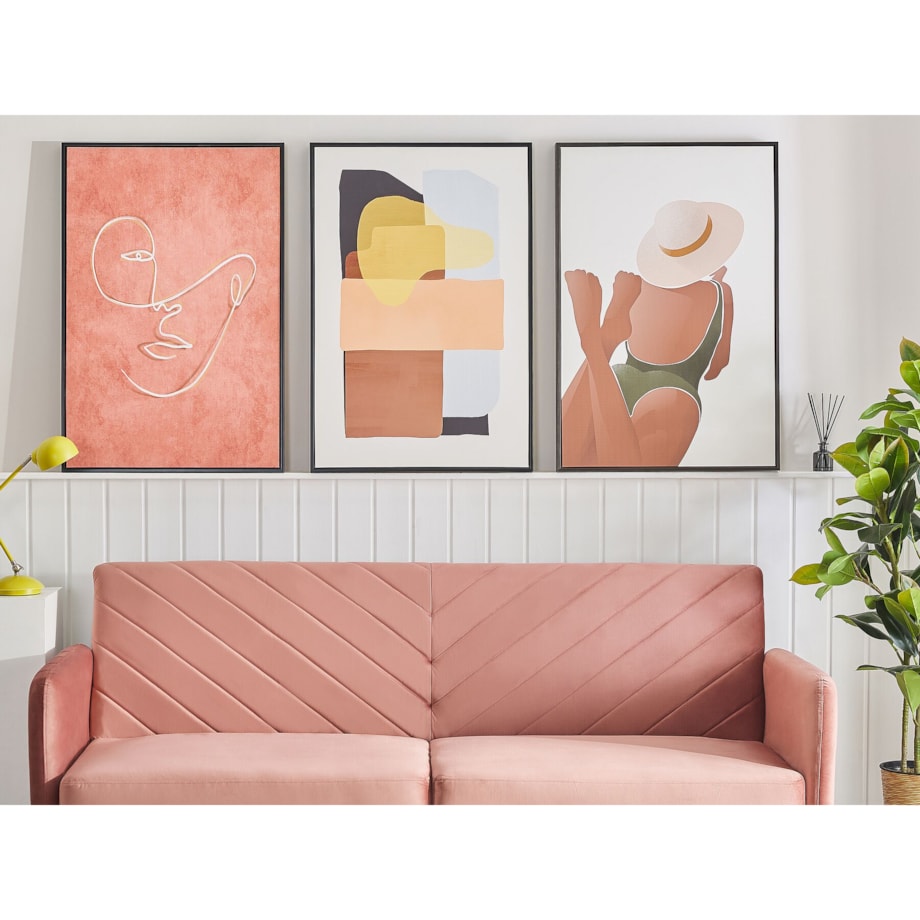 Obraz na płótnie w ramie kobieta 63 x 93 cm brązowo-biały FELTRINA