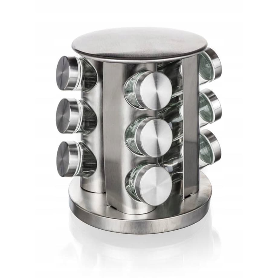 METALOWY PRZYPRAWNIK KOMPLET pojemniki na przyprawy prezent 85ml stojak