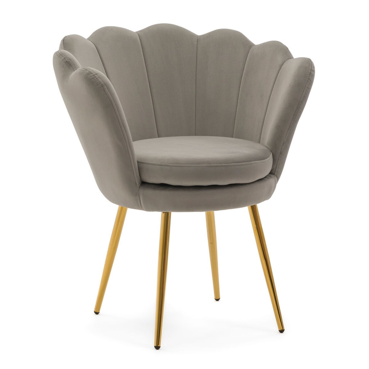 KRZESŁO TAPICEROWANE ZŁOTE NOGI GLAMOUR SHELL SZARE DO SALONU TOALETKI