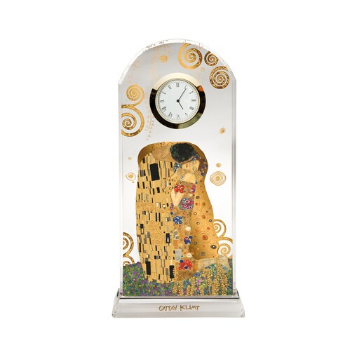 Zegar szklany 23  cm G.Klimt - Pocałunek - Goebel