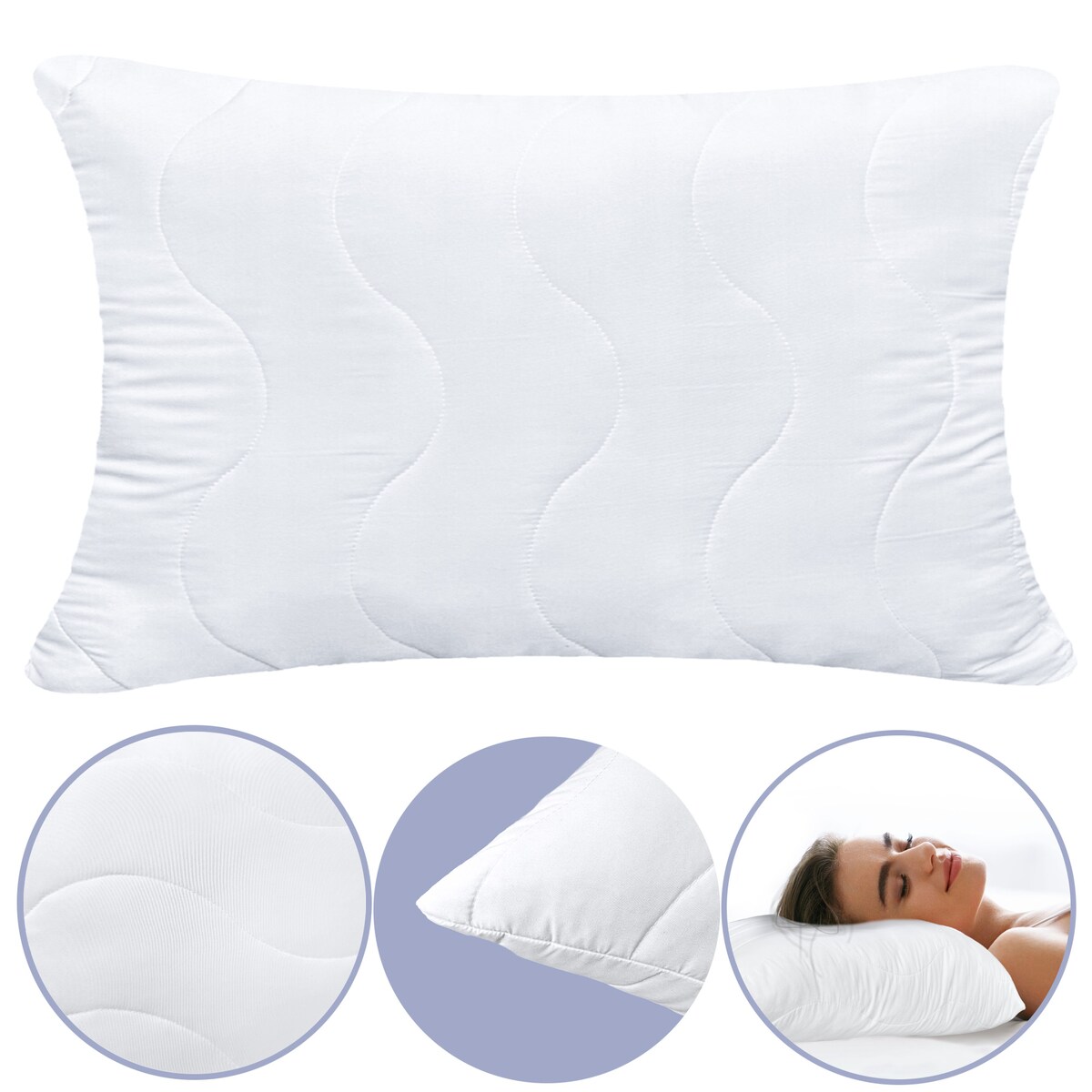 Poduszka Do Spania 40X60 Pikowana Antyalergiczna Mikrofibra Oddychająca