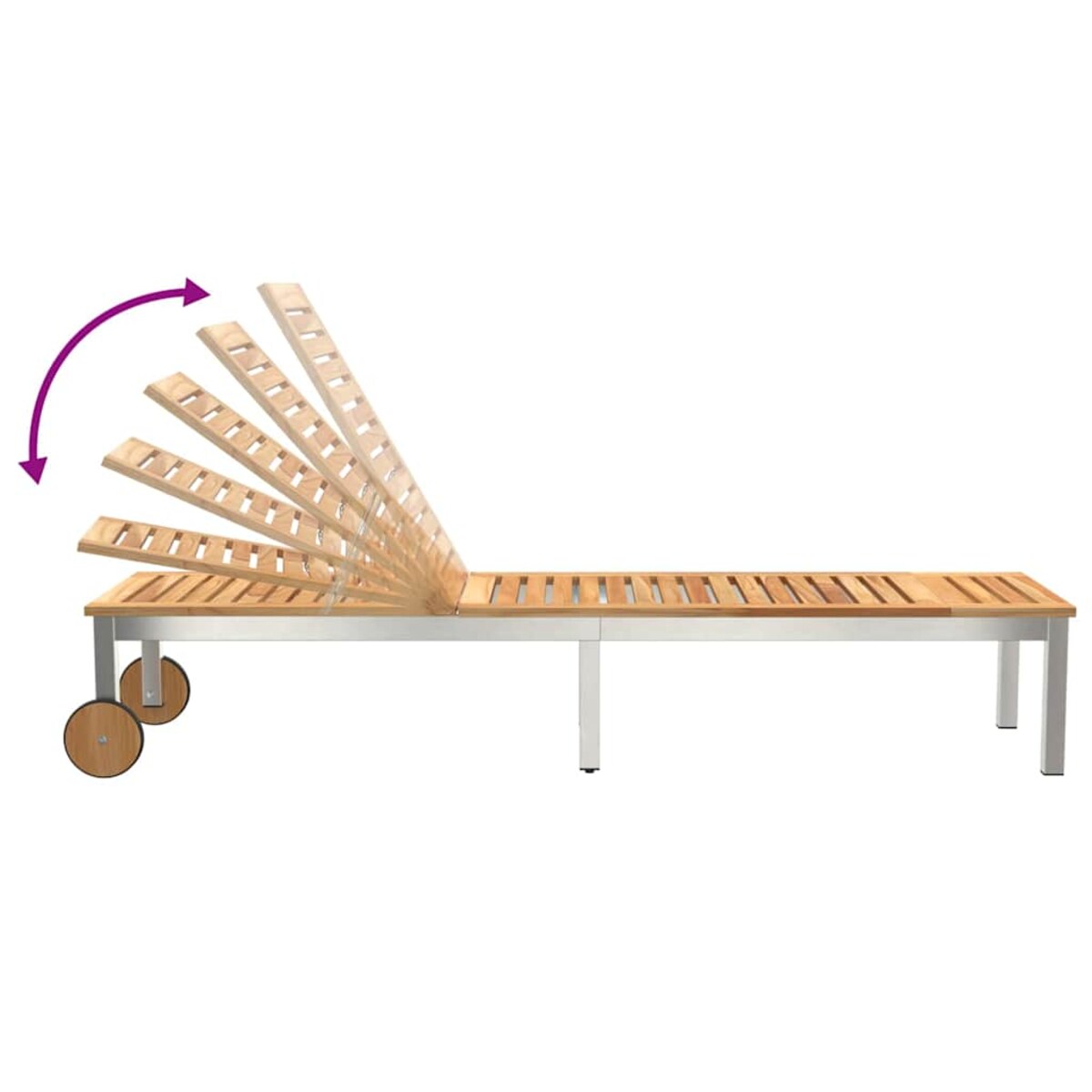 vidaXL Leżak 1-osoba Brązowy 207 x 58 x 35cm Lite drewno akacjowe