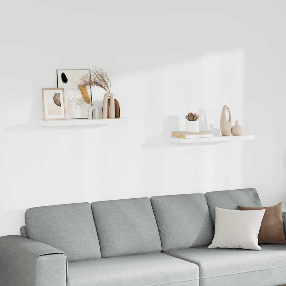 vidaXL Półki ścienne, 2 szt, białe, 80x23,5x3,8 cm, MDF