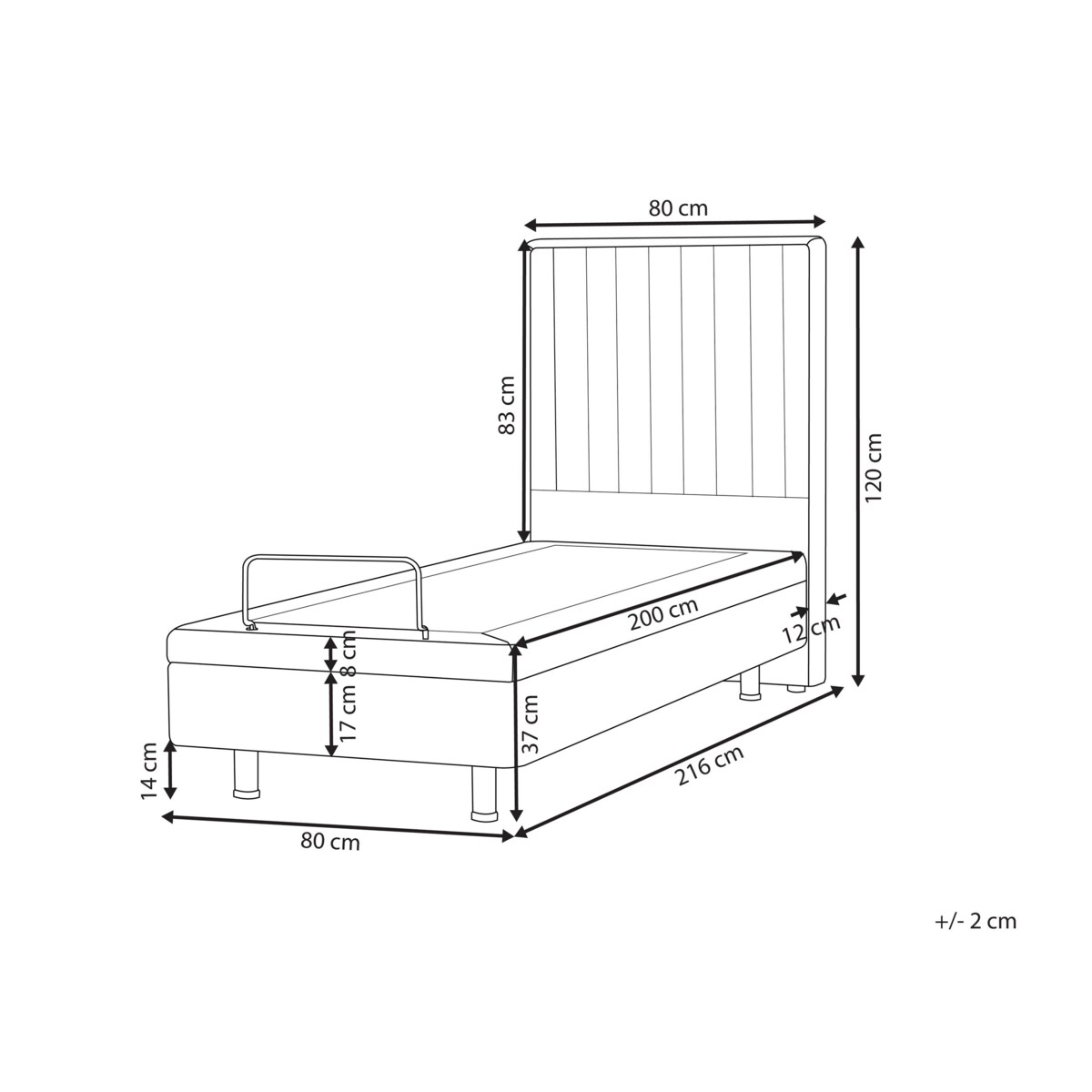 Łóżko regulowane DUKE II 80 x 200 cm Jasnobeżowy