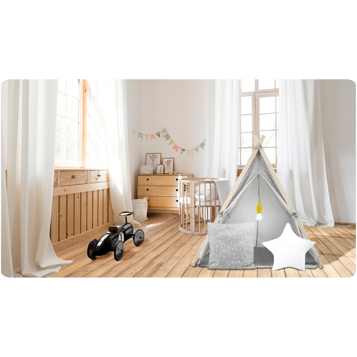 Tipi namiot dla dzieci domek poduszki lampka led bawełna premium Nukido