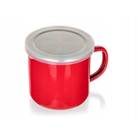KUBEK EMALIOWANY CZERWONY 500ml z pokrywką