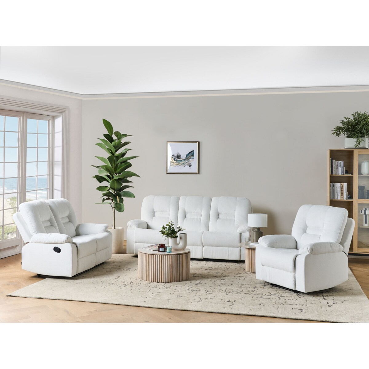 Rozkładany fotel BERGEN Tkanina Biały