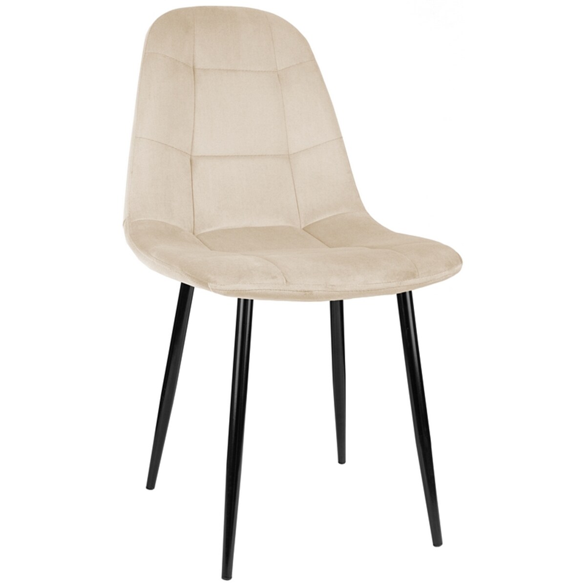 Krzesło tapicerowane beżowe welurowe nowoczesne pikowane