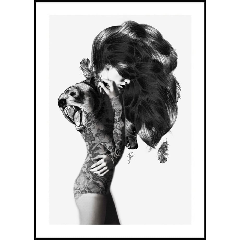 Poster Story, Plakat, Obraz - Kobieta z Niedźwiedziem, wymiary 50 x 70 cm