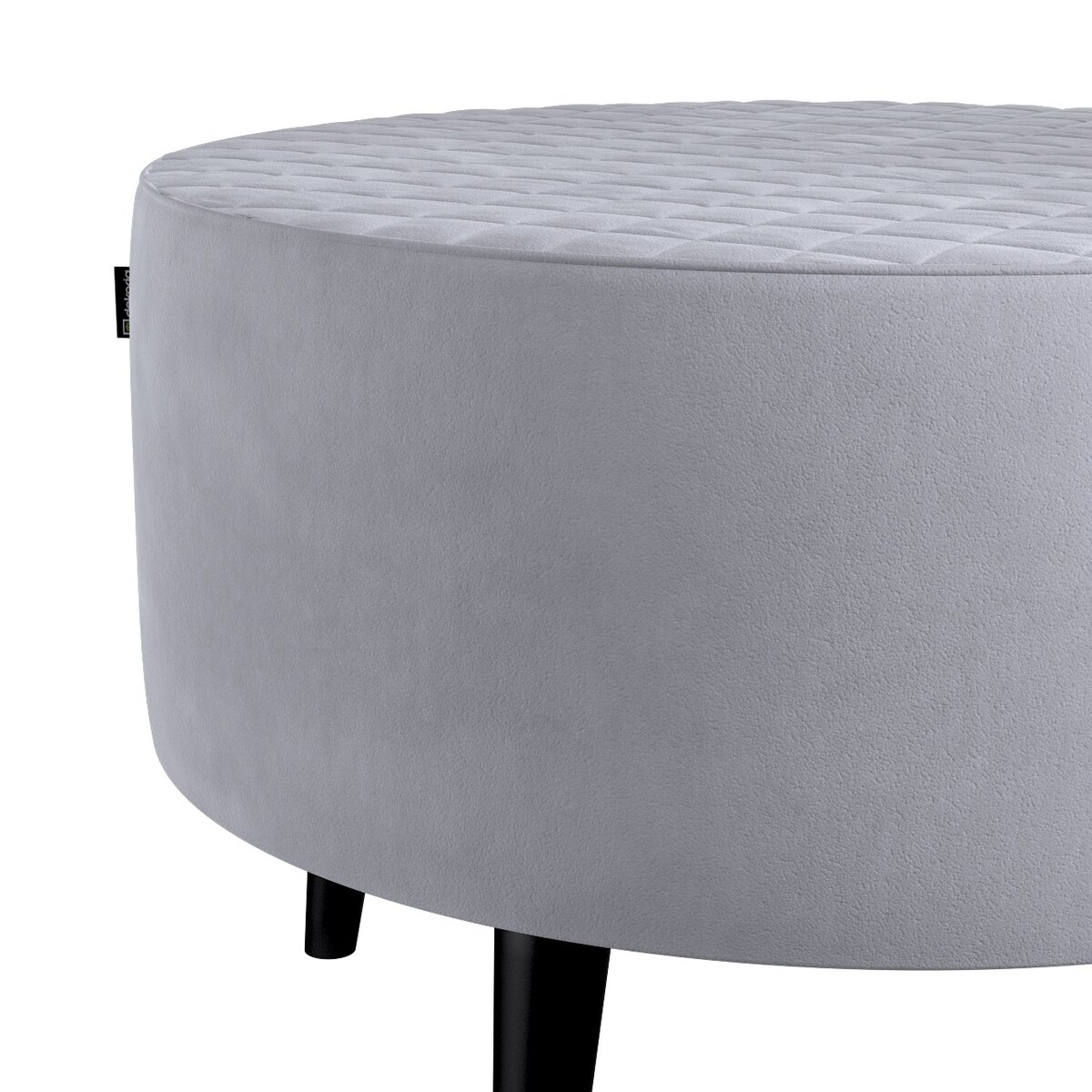 Podnóżek okrągły pikowany, srebrzysty szary, Ø60 x 40 cm, Velvet