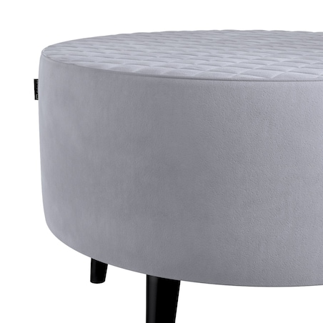 Podnóżek okrągły pikowany, srebrzysty szary, Ø60 x 40 cm, Velvet