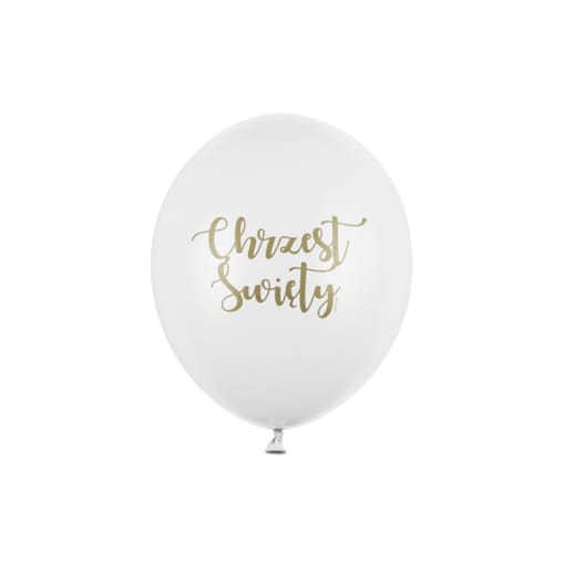 Balony 30 cm, Chrzest Święty, Pastel Pure White (1 op. / 6 szt.)
