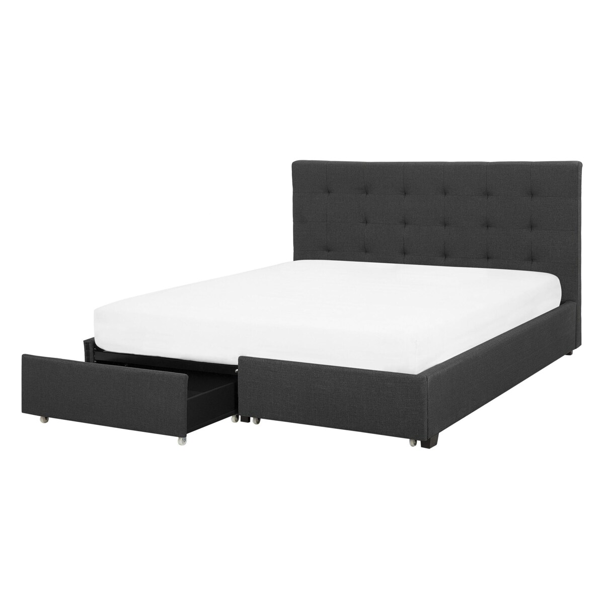 Łóżko z szufladami tapicerowane 140 x 200 cm ciemnoszare LA ROCHELLE