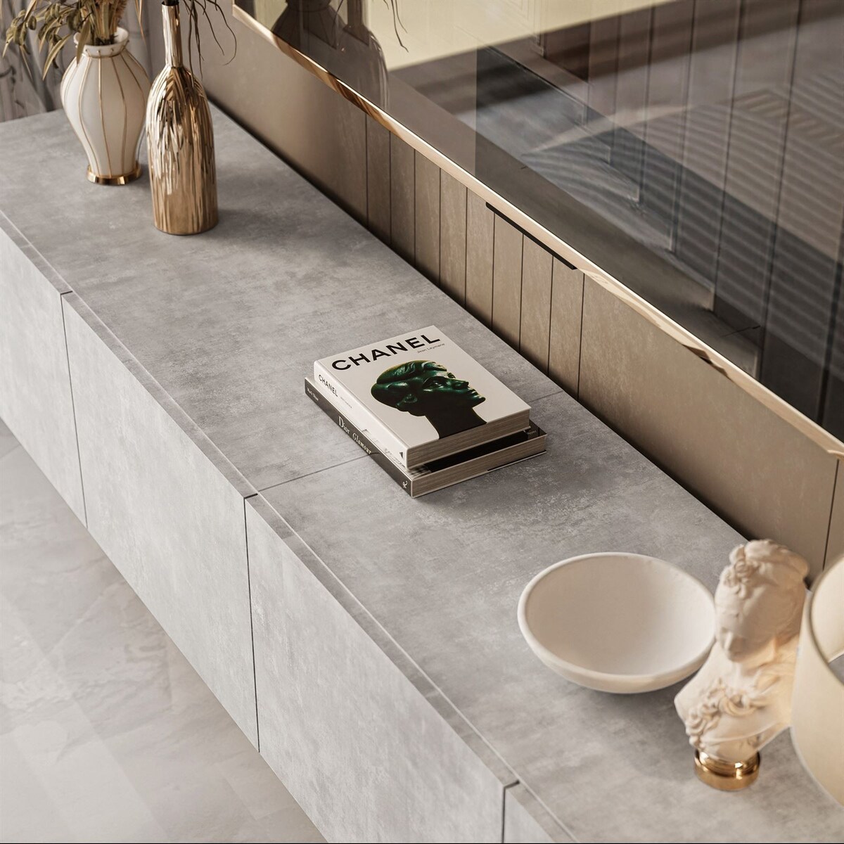 Szafka RTV COLGANTE 200 beton nogi plastikowe czarne