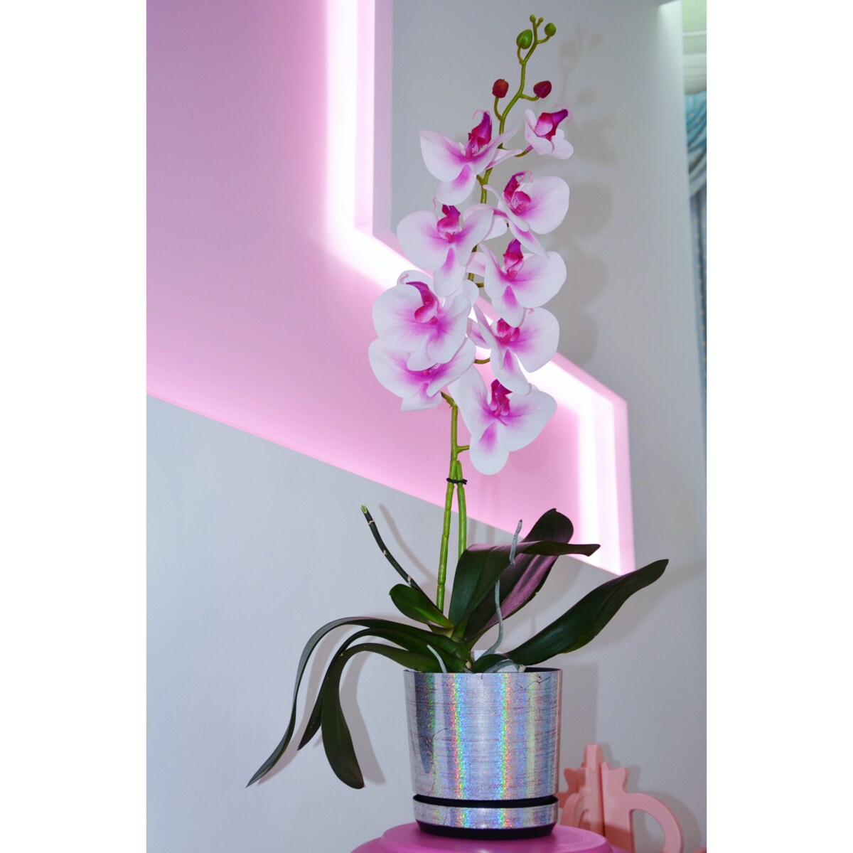 26 cm piękny wzór KSIĘŻYCOWY BLASK srebrna niezwykły tęczowy efekt holograficzne drobinki mieniąca brokatowa